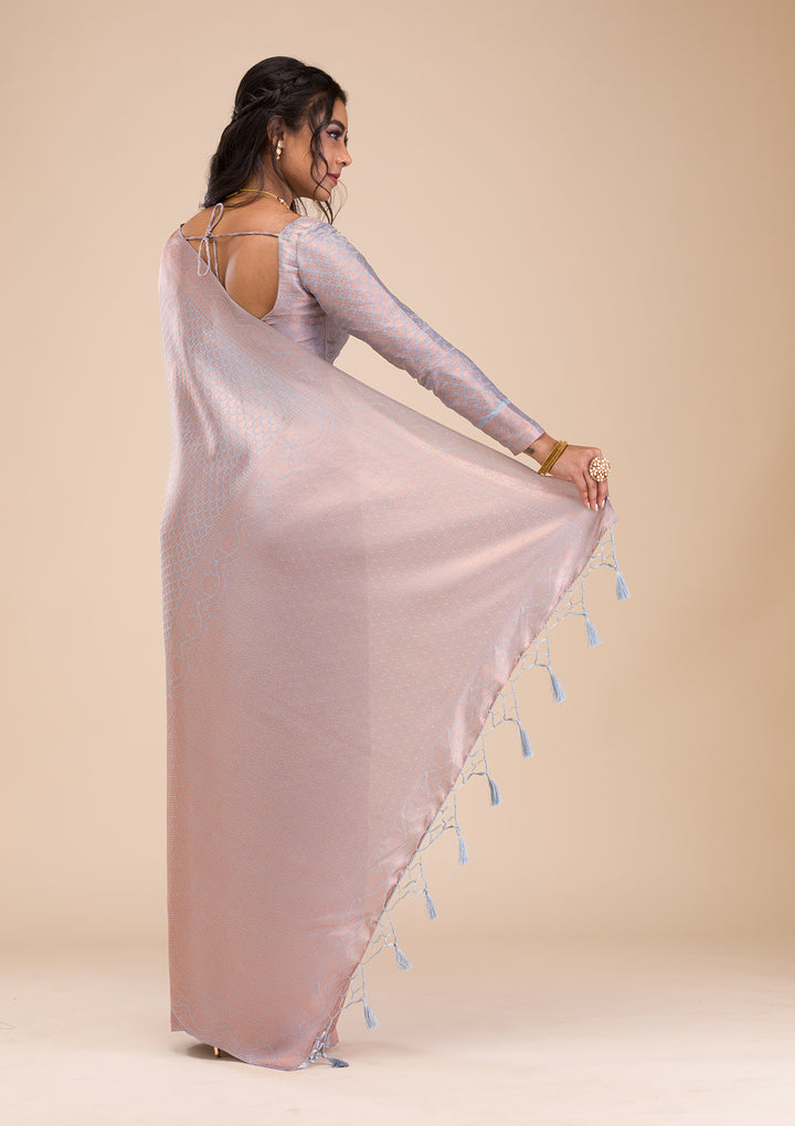Grey Zariwork Soft Silk Saree