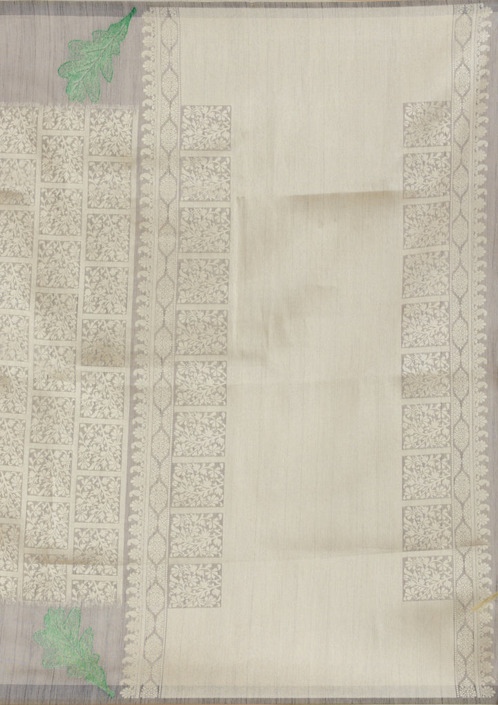 Grey Zariwork Soft Silk Saree
