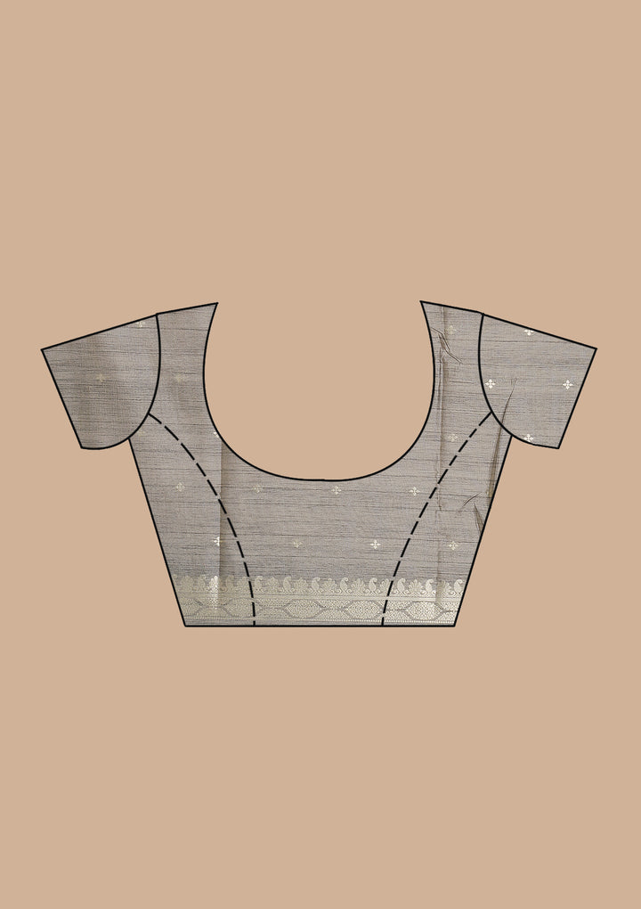 Grey Zariwork Soft Silk Saree