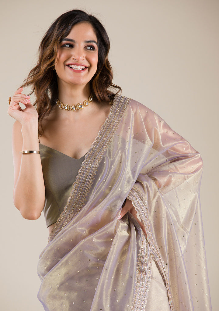 Grey Zariwork Tissue Saree