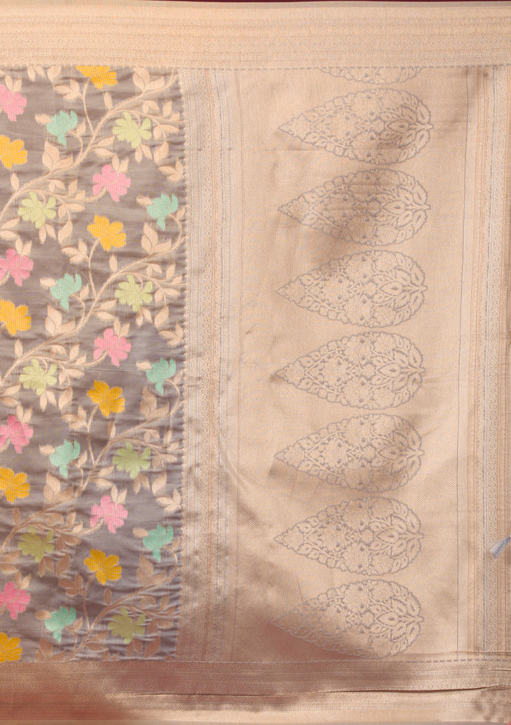 Grey Zariwork Tissue Saree
