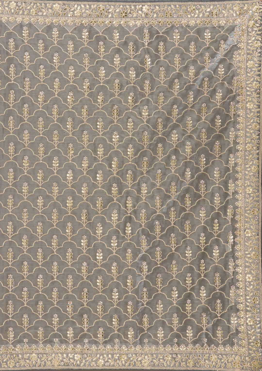 Grey Zariwork Tissue Saree