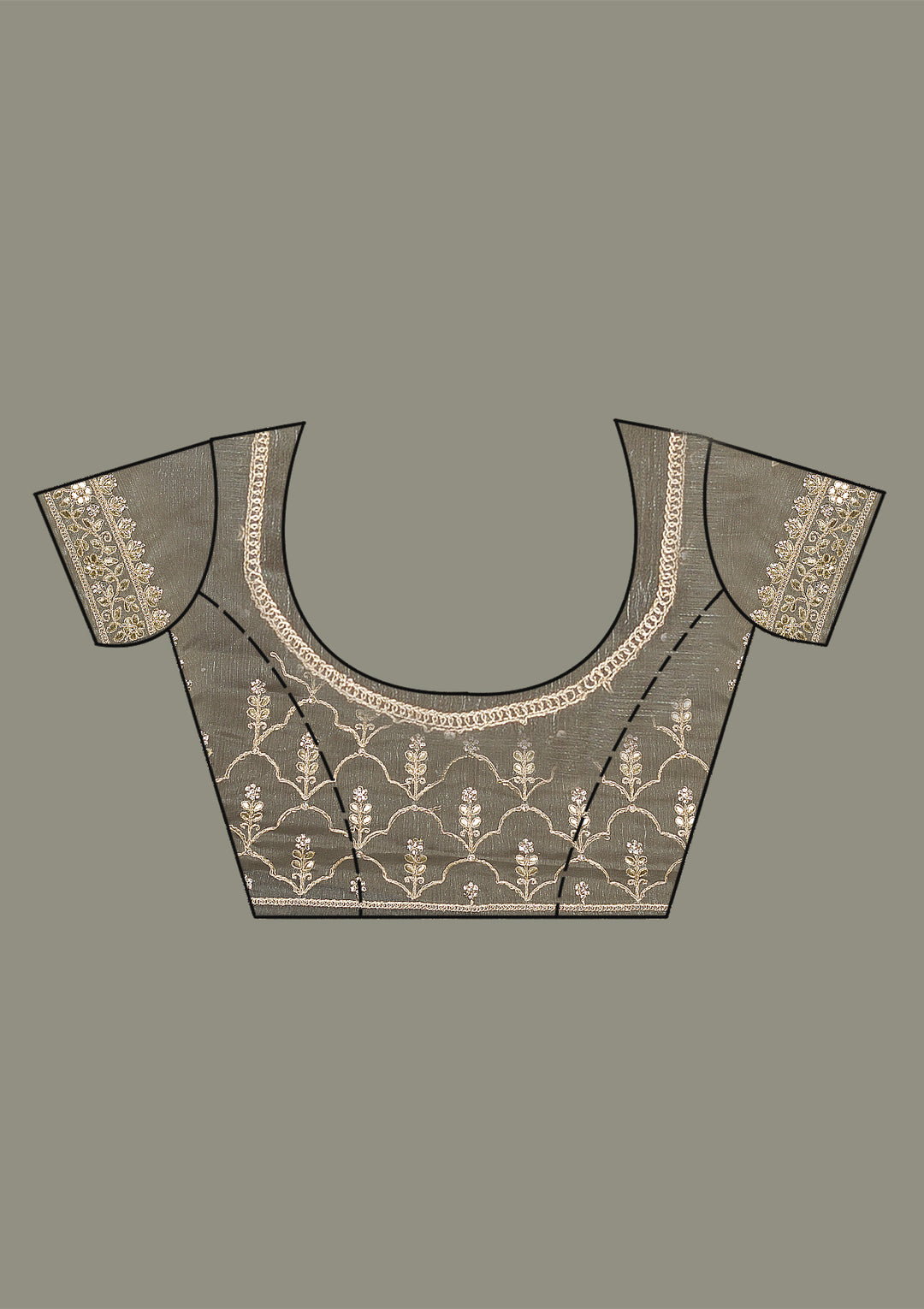 Grey Zariwork Tissue Saree