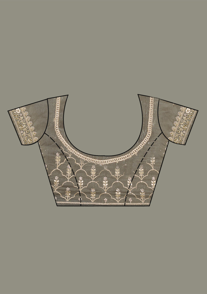 Grey Zariwork Tissue Saree