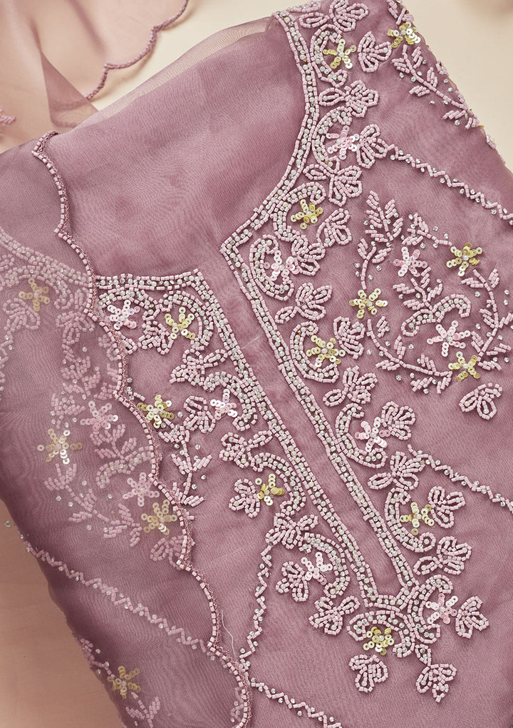 Mauve Cutdana Georgette Unstitched Salwar Suit