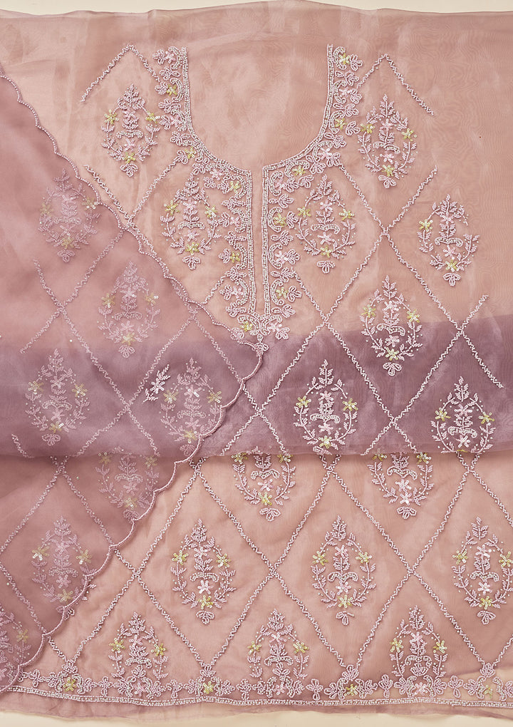 Mauve Cutdana Georgette Unstitched Salwar Suit