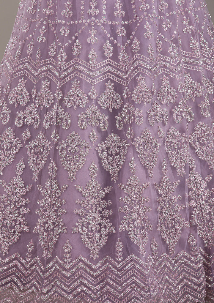 Lavender Cutdana Net Readymade Lehenga