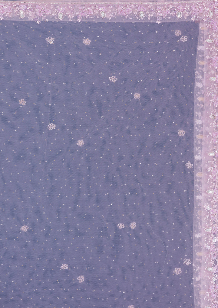 Lavender Cutdana Net Readymade Lehenga