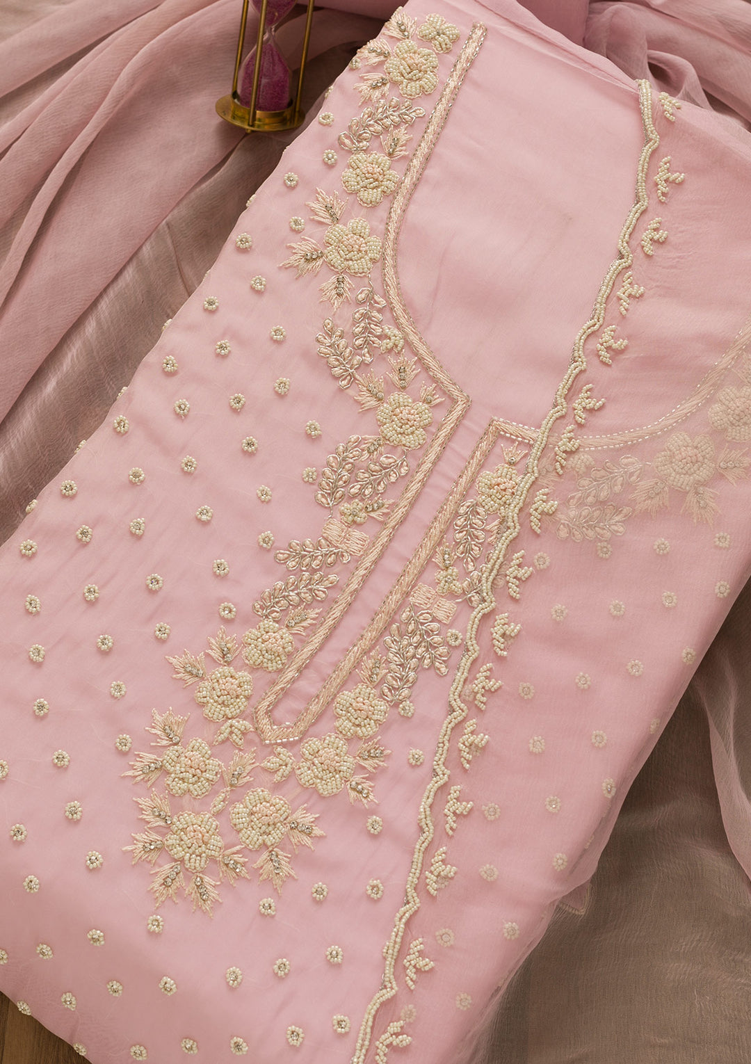 Lavender Cutdana Organza Unstitched Salwar Suit-Koskii