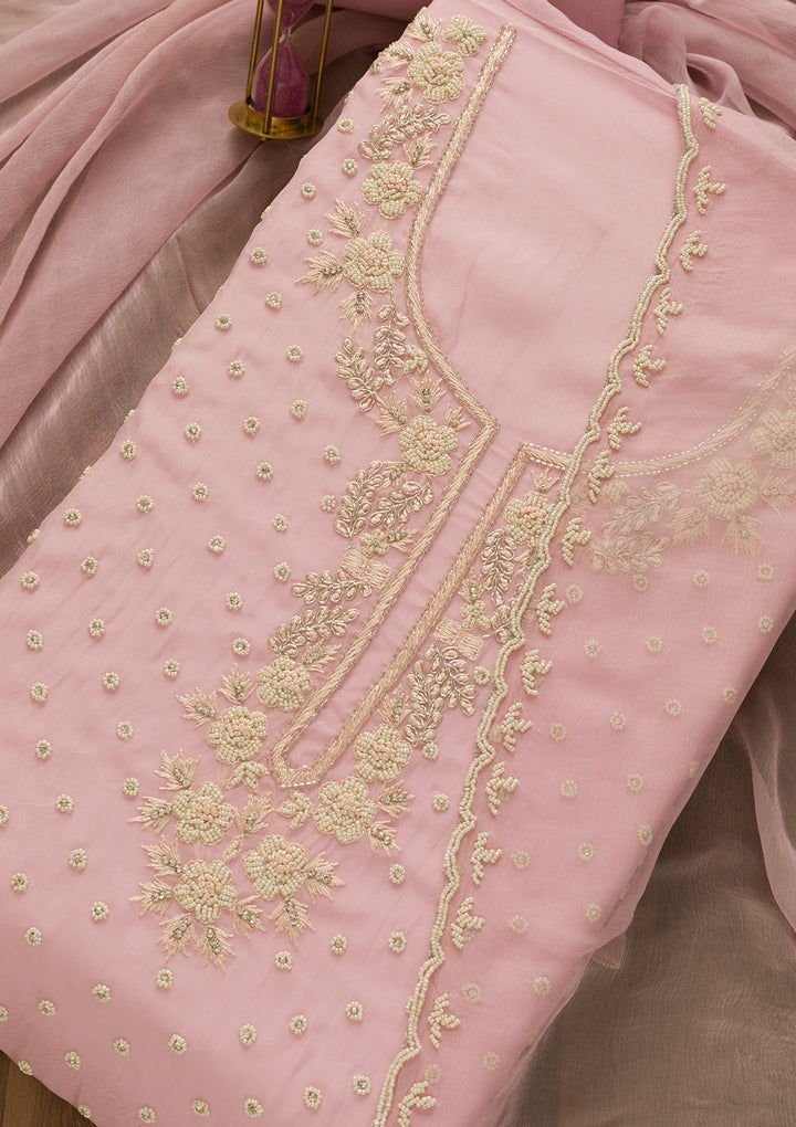 Lavender Cutdana Organza Unstitched Salwar Suit-Koskii