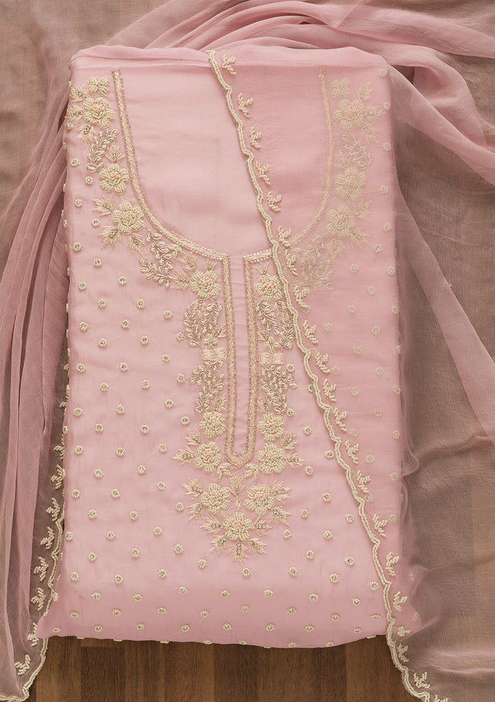 Lavender Cutdana Organza Unstitched Salwar Suit-Koskii