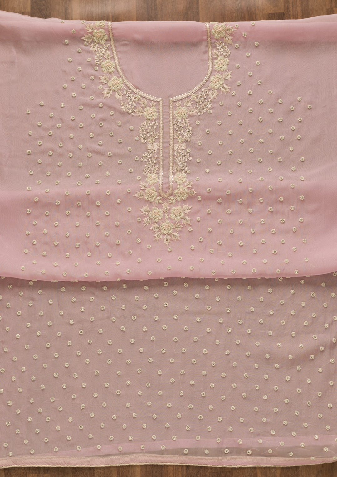 Lavender Cutdana Organza Unstitched Salwar Suit-Koskii