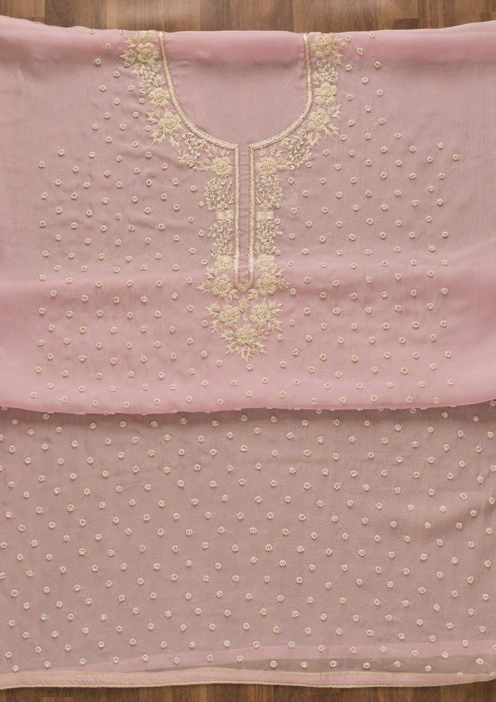 Lavender Cutdana Organza Unstitched Salwar Suit-Koskii