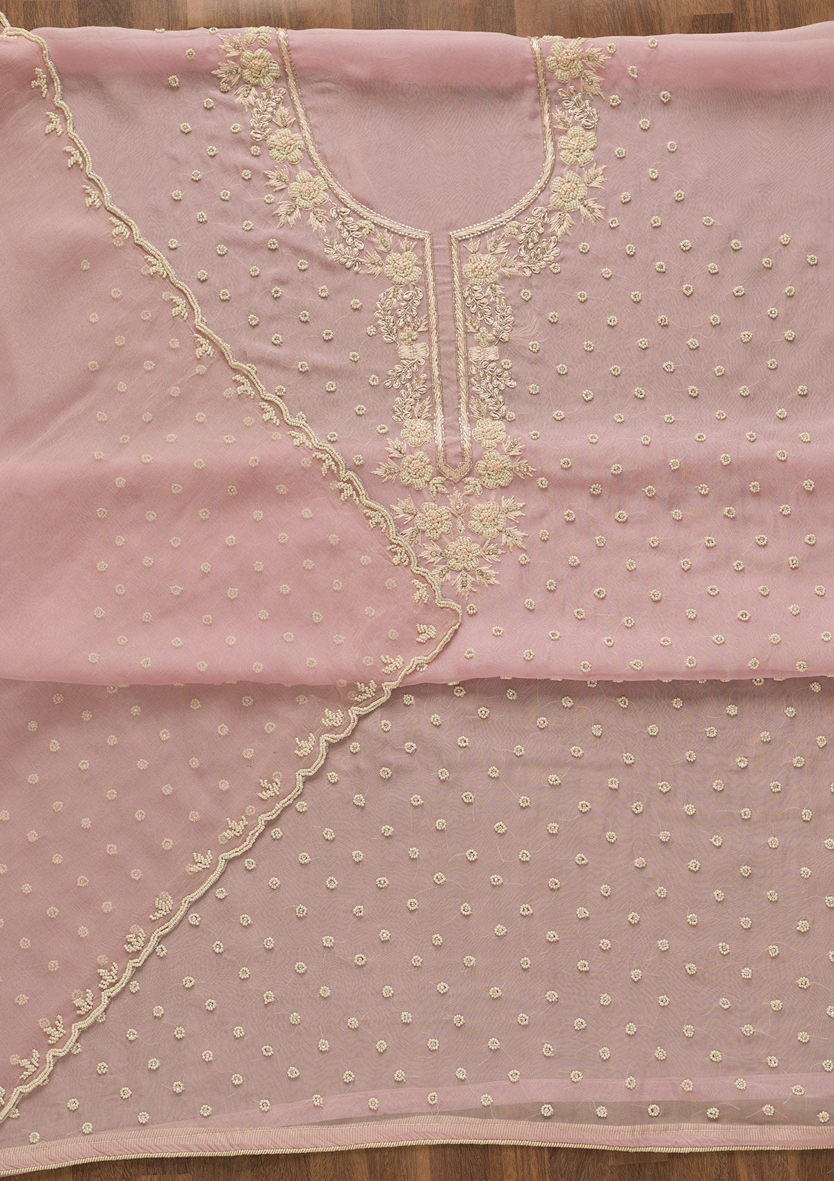 Lavender Cutdana Organza Unstitched Salwar Suit-Koskii