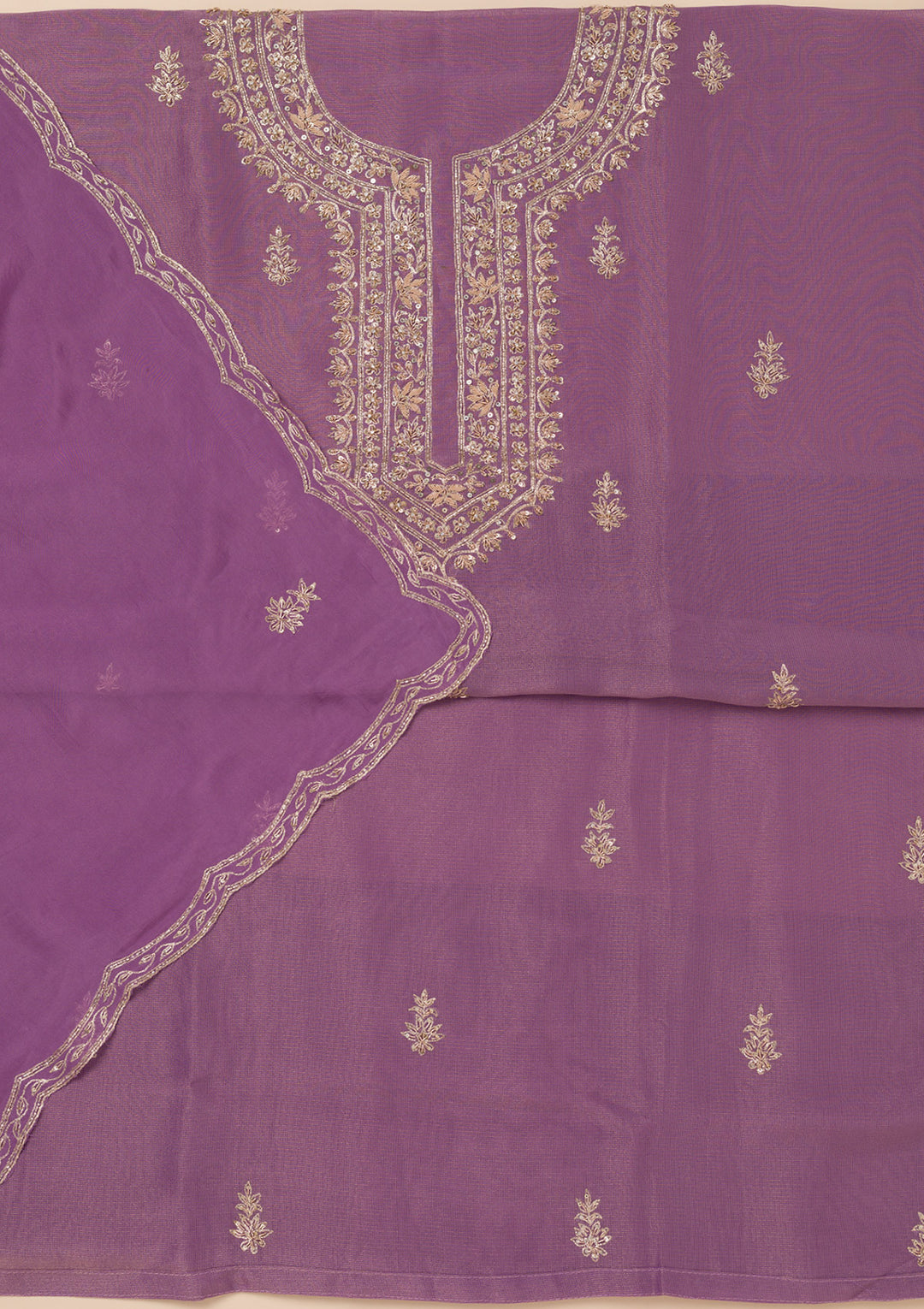 Lavender Cutdana Tissue Unstitched Salwar Suit