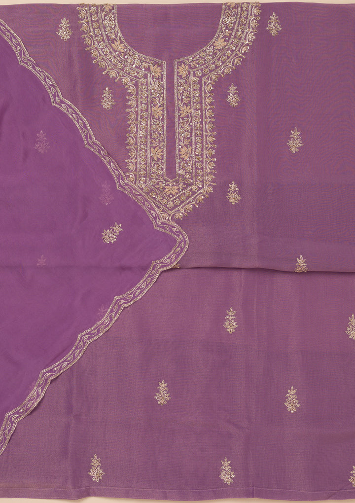 Lavender Cutdana Tissue Unstitched Salwar Suit