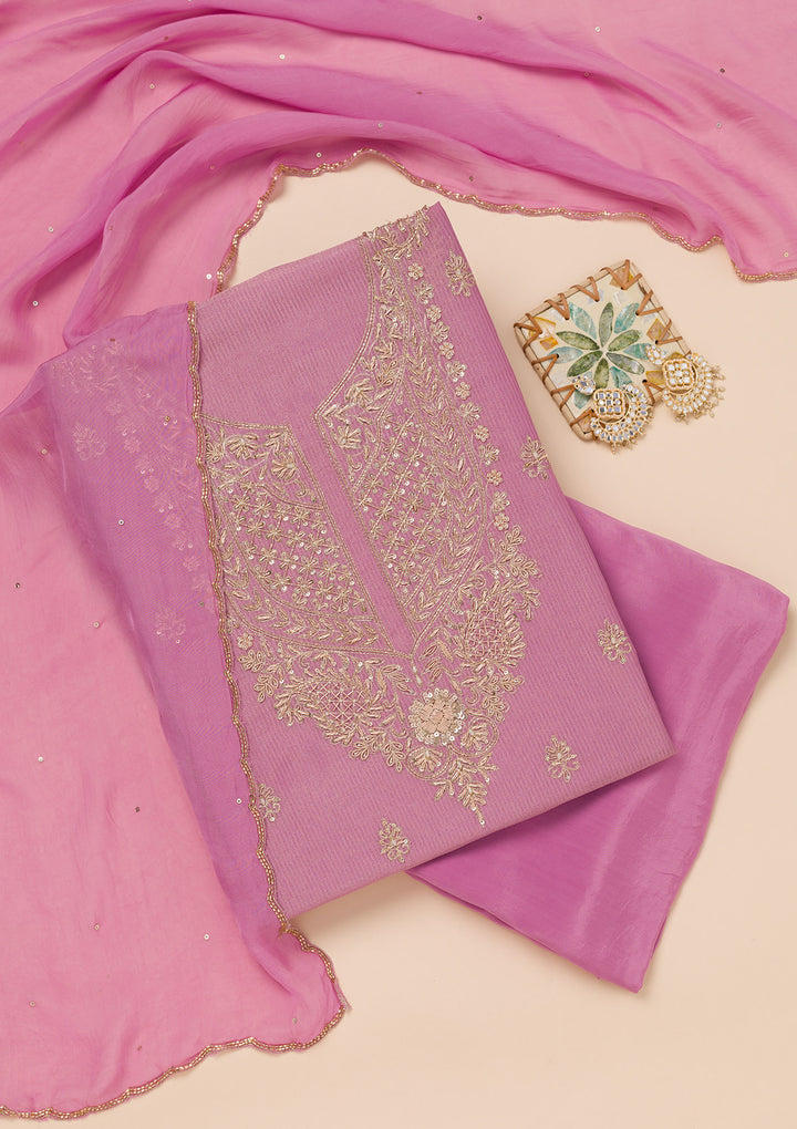 Lavender Cutdana Tissue Unstitched Salwar Suit
