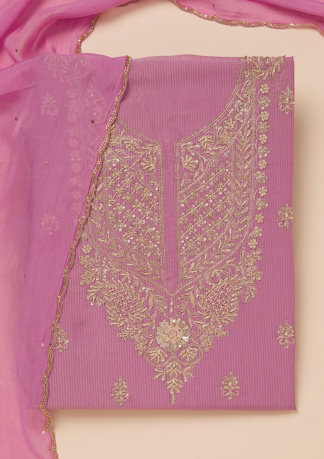 Lavender Cutdana Tissue Unstitched Salwar Suit