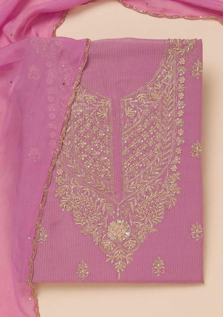 Lavender Cutdana Tissue Unstitched Salwar Suit