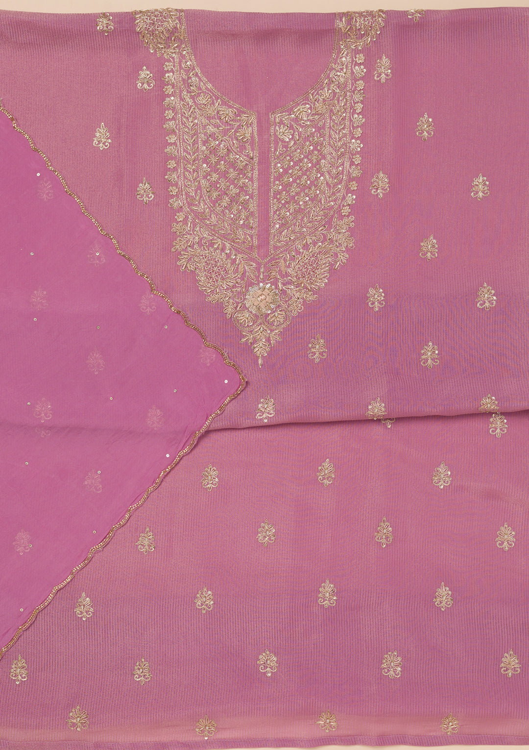 Lavender Cutdana Tissue Unstitched Salwar Suit