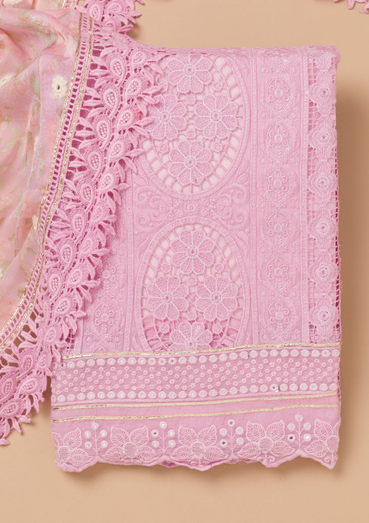 Lavender Cutwork Georgette Unstitched Salwar Suit