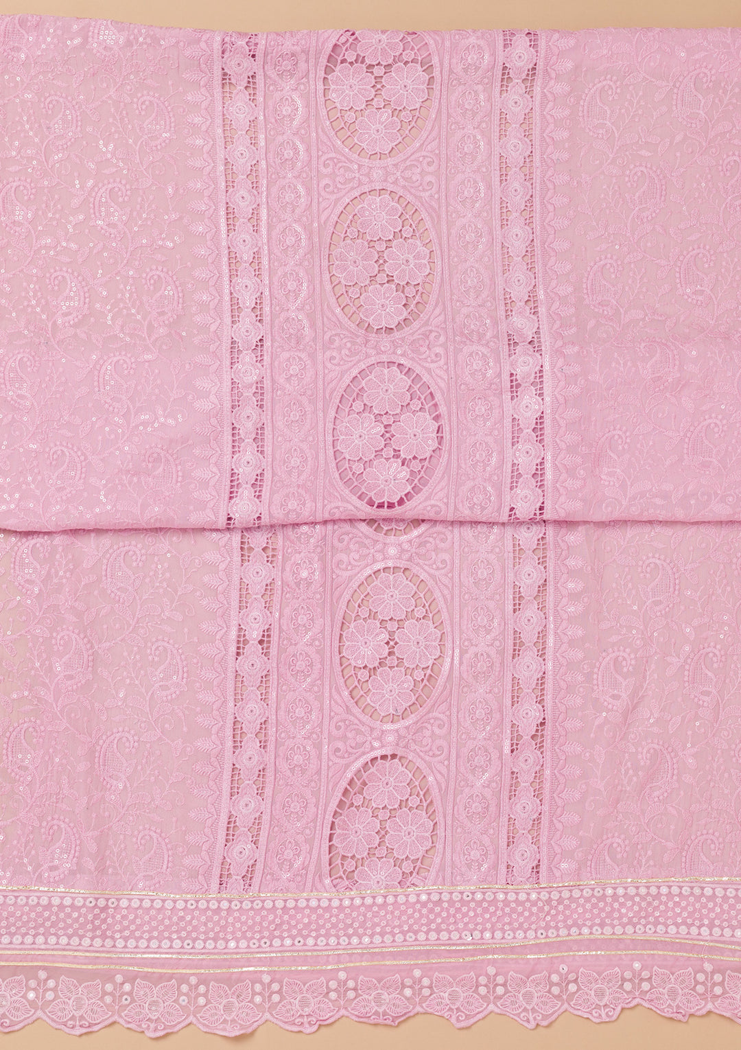Lavender Cutwork Georgette Unstitched Salwar Suit