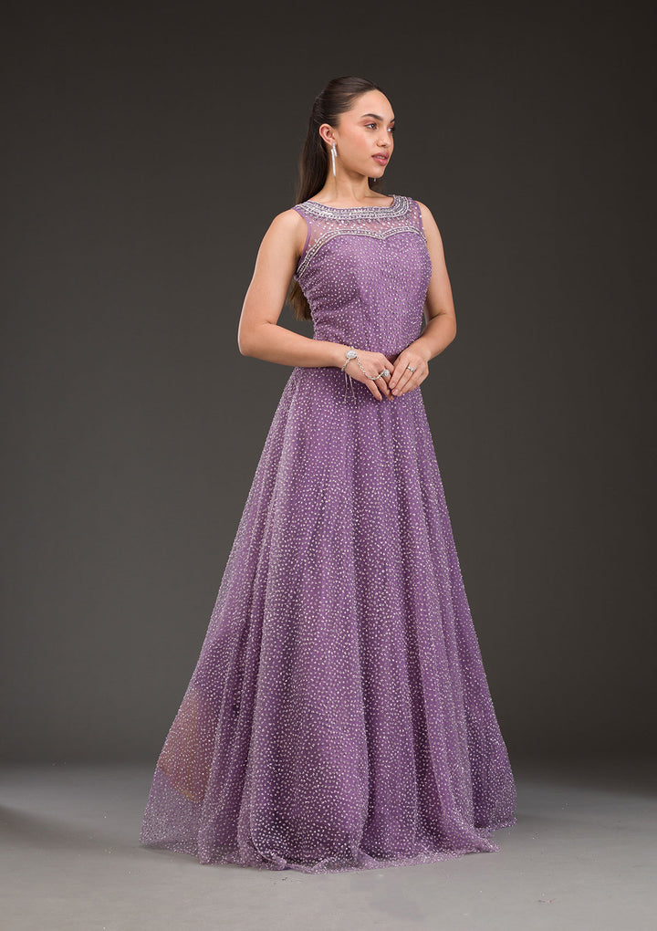 Lavender Glitter Net Gown