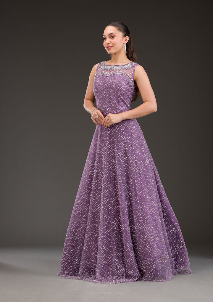 Lavender Glitter Net Gown