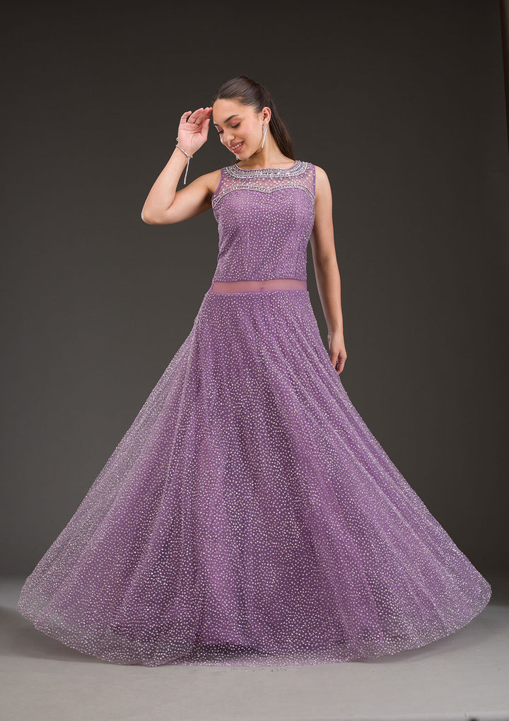 Lavender Glitter Net Gown