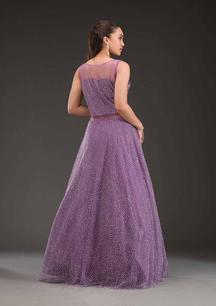 Lavender Glitter Net Gown