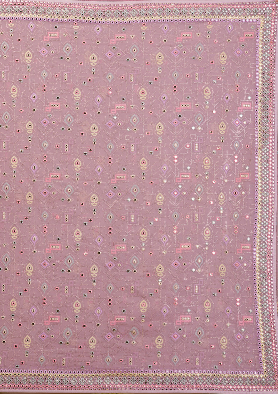 Lavender Gotapatti Geogette Saree