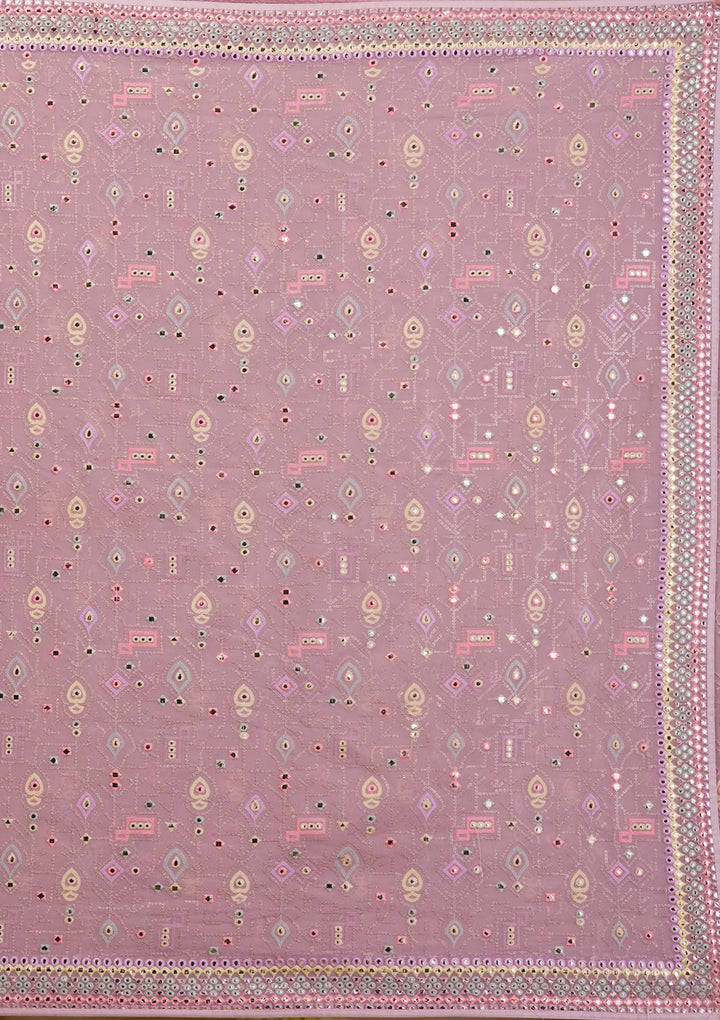 Lavender Gotapatti Geogette Saree