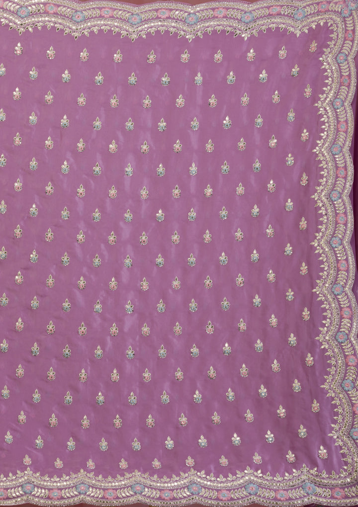 Lavender Gotapatti Organza Designer Saree