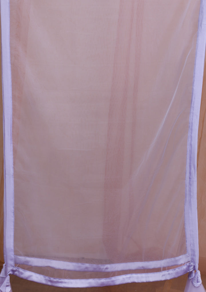 Lavender Mirrorwork Net Readymade Lehenga