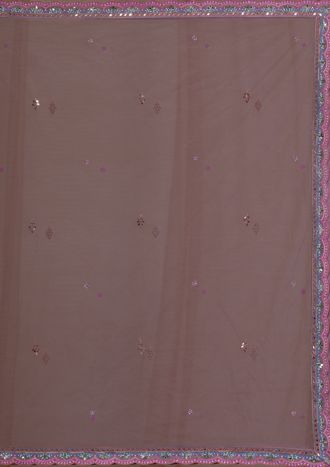 Lavender Mirrorwork Net Readymade Lehenga
