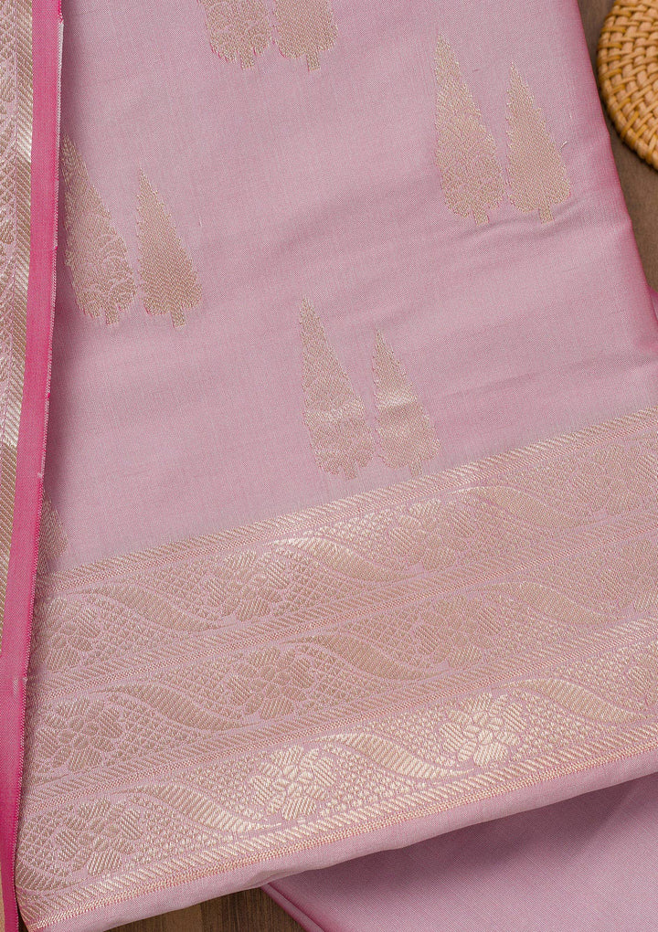 Lavender Zariwork Banarasi Unstitched Salwar Suit