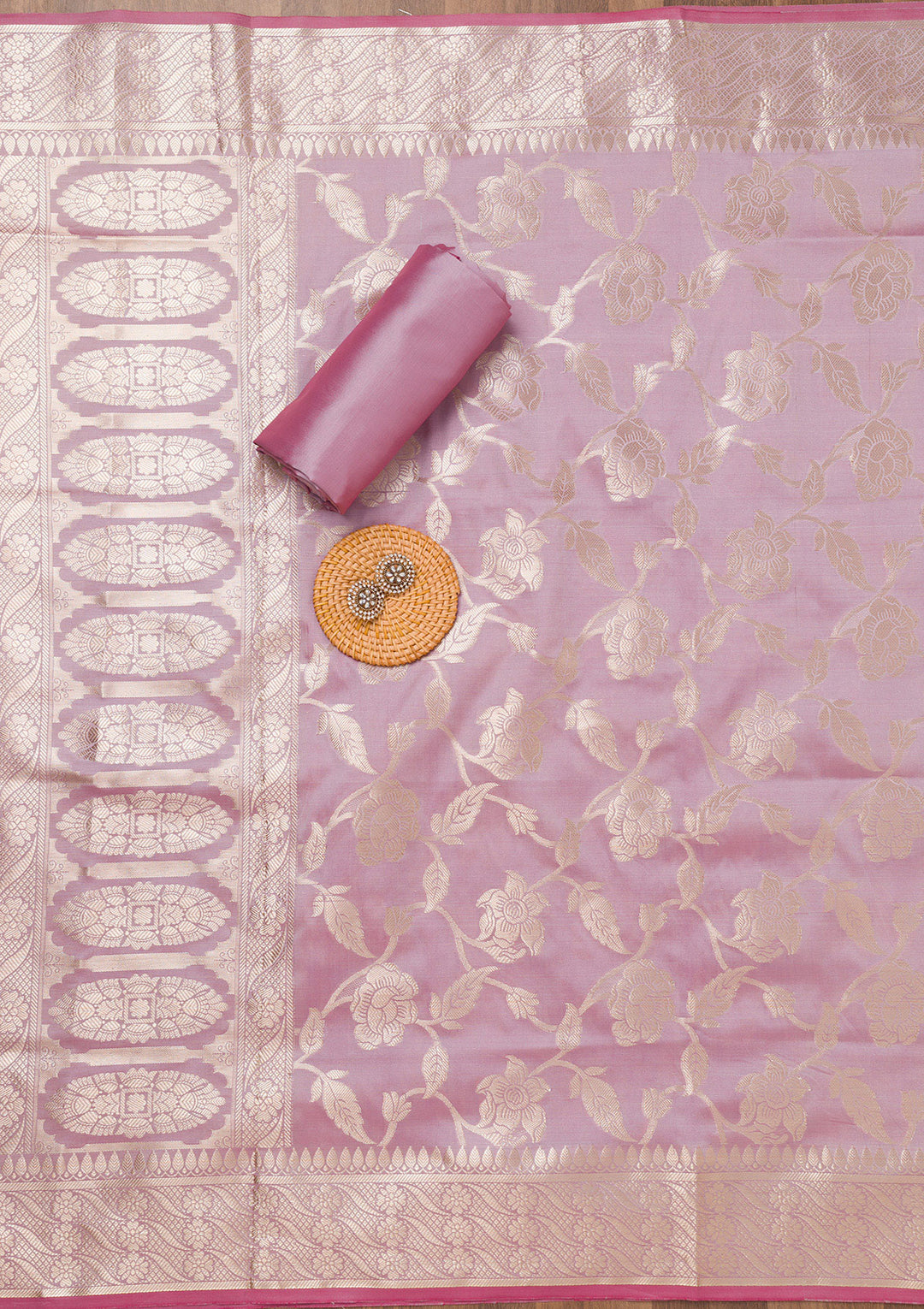 Lavender Zariwork Banarasi Unstitched Salwar Suit