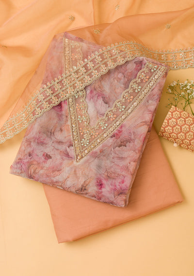 Lavender Printed Tissue Unstitched Salwar Suit