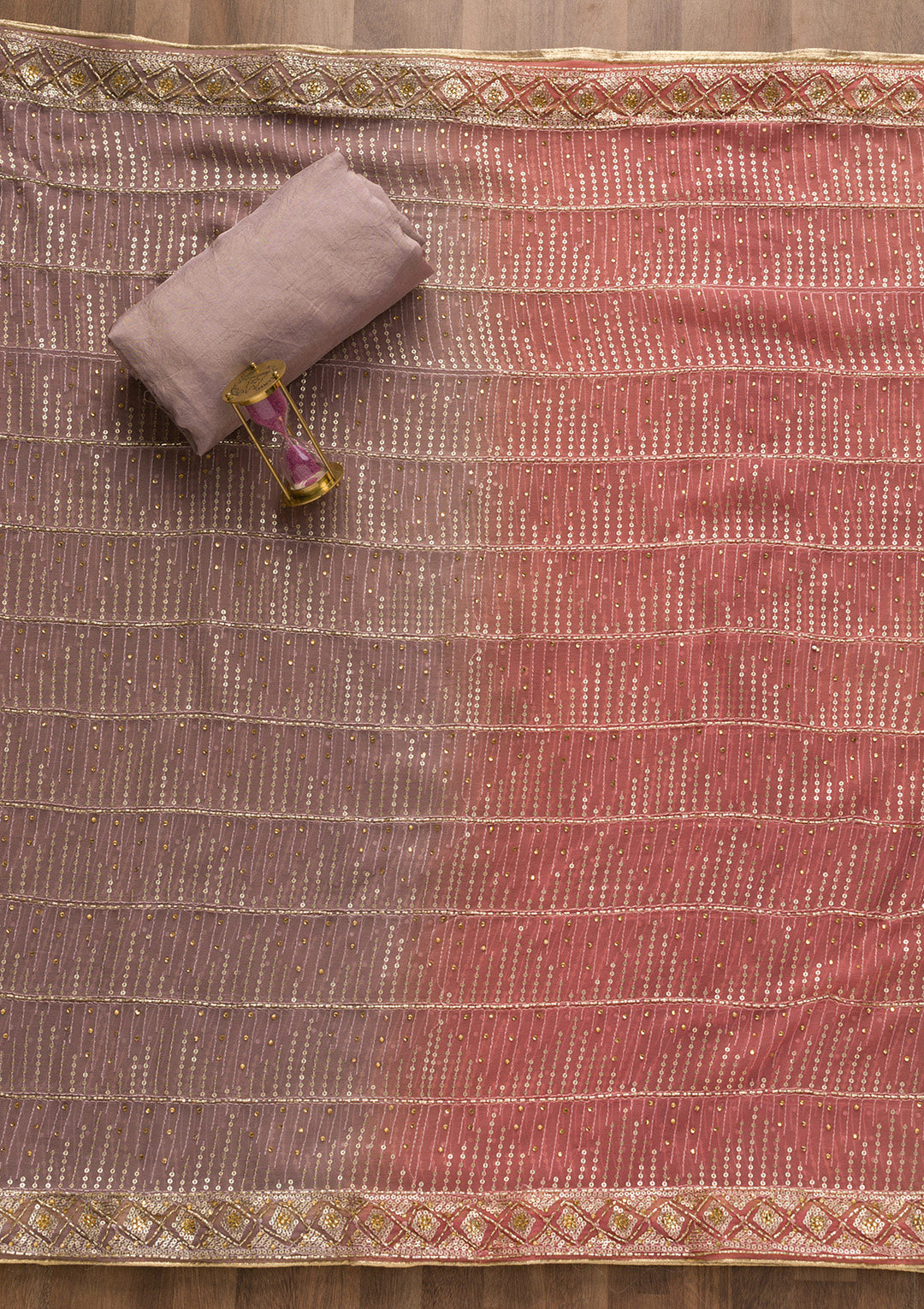 Lavender Sequins Georgette Unstitched Salwar Suit
