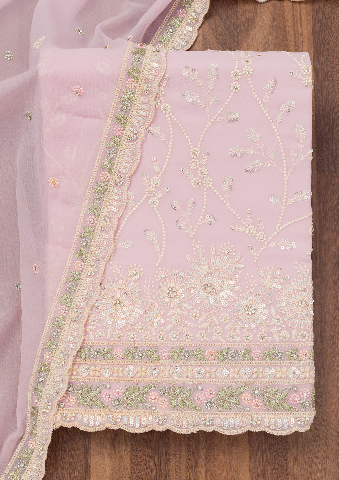 Lavender Sequins Georgette Unstitched Salwar Suit
