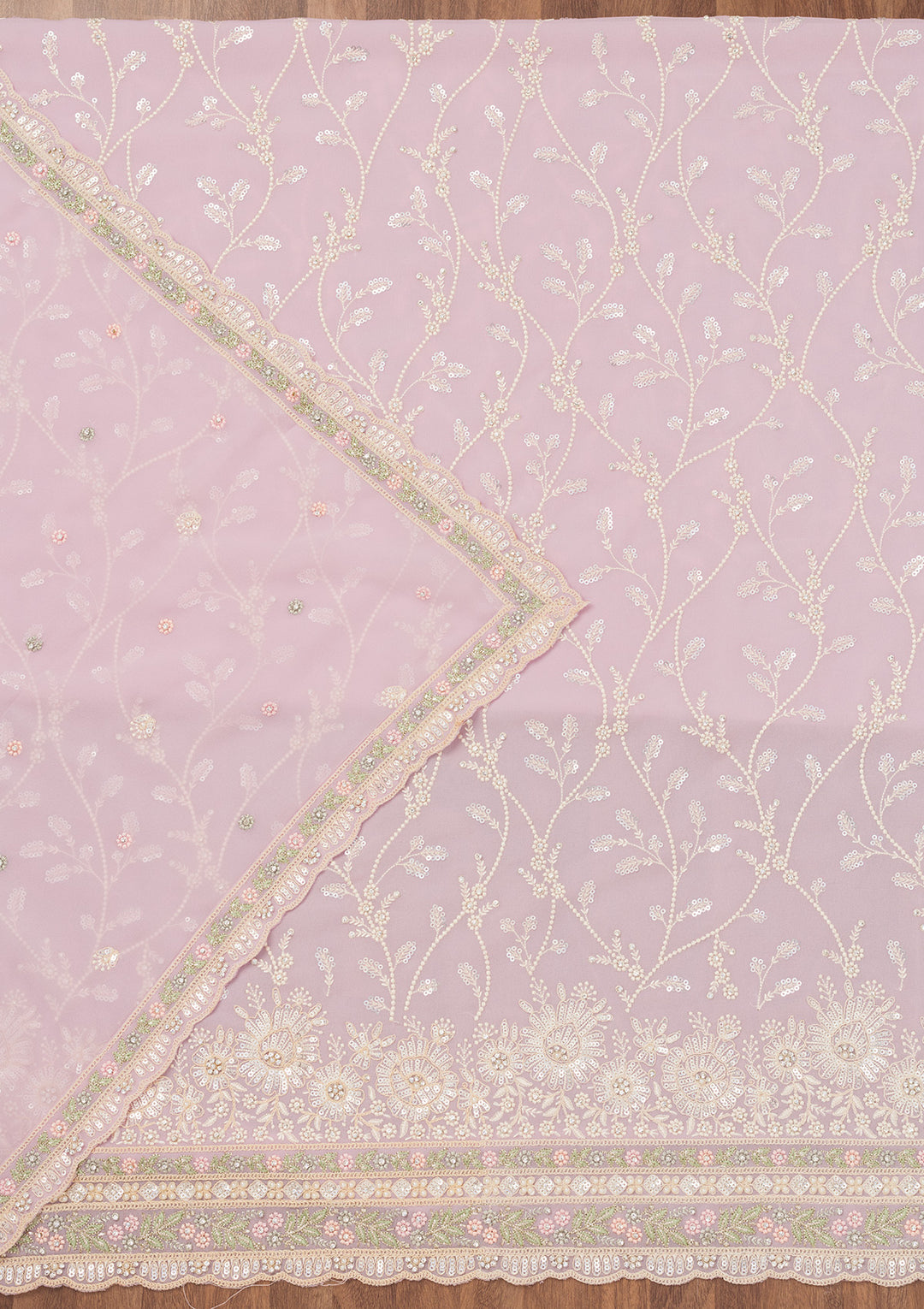 Lavender Sequins Georgette Unstitched Salwar Suit