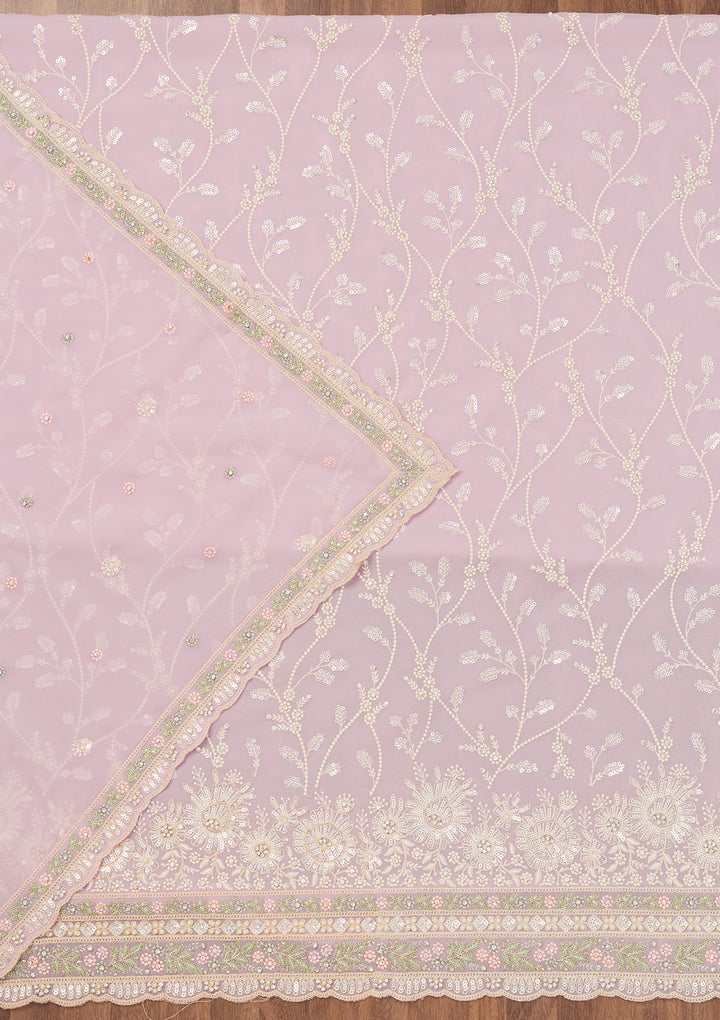 Lavender Sequins Georgette Unstitched Salwar Suit