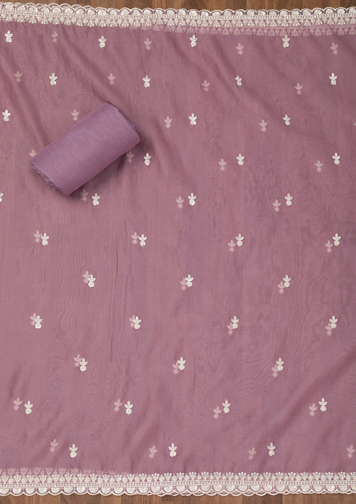 Lavender Sequins Georgette Unstitched Salwar Suit