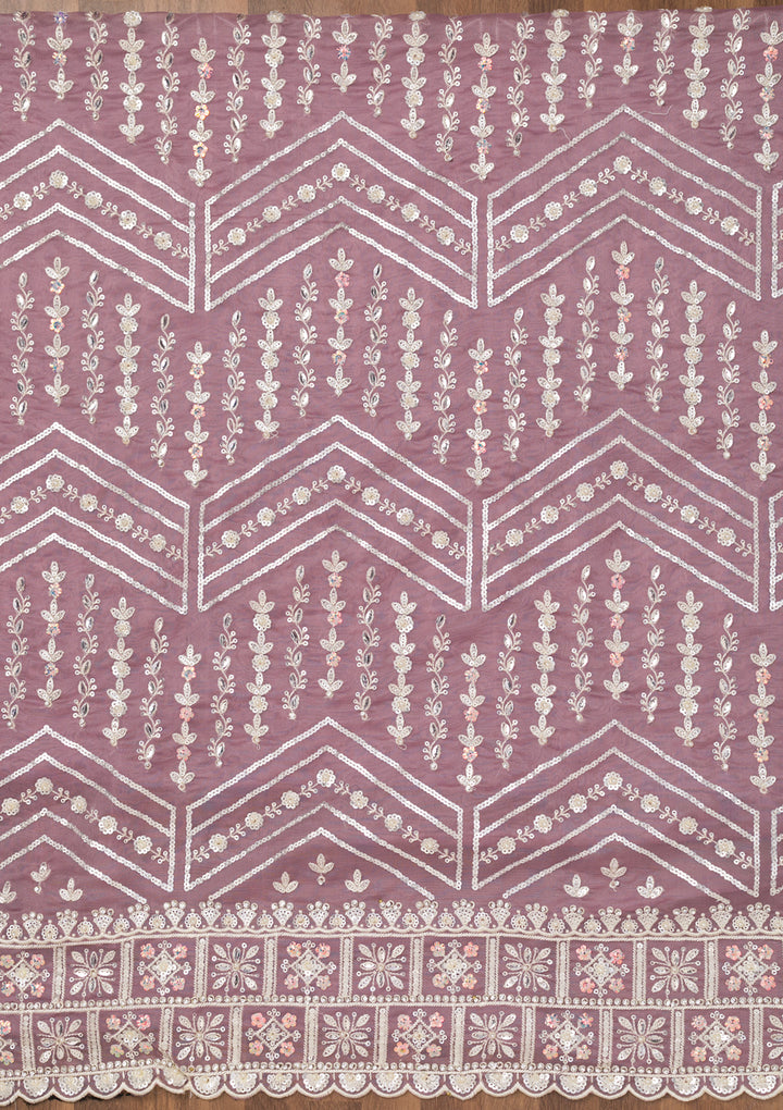 Lavender Sequins Georgette Unstitched Salwar Suit
