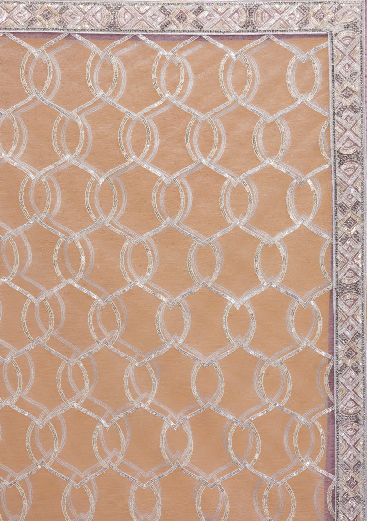 Lavender Sequins Net Semi Stitched Lehenga