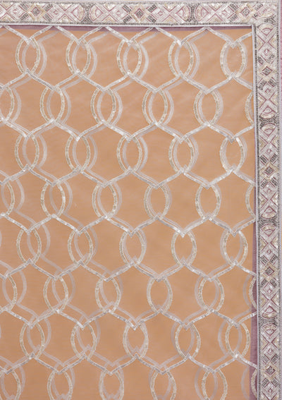 Lavender Sequins Net Semi Stitched Lehenga