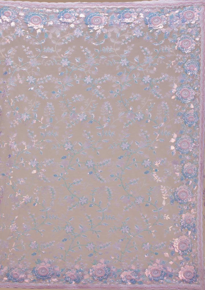Lavender Sequins Tissue Saree
