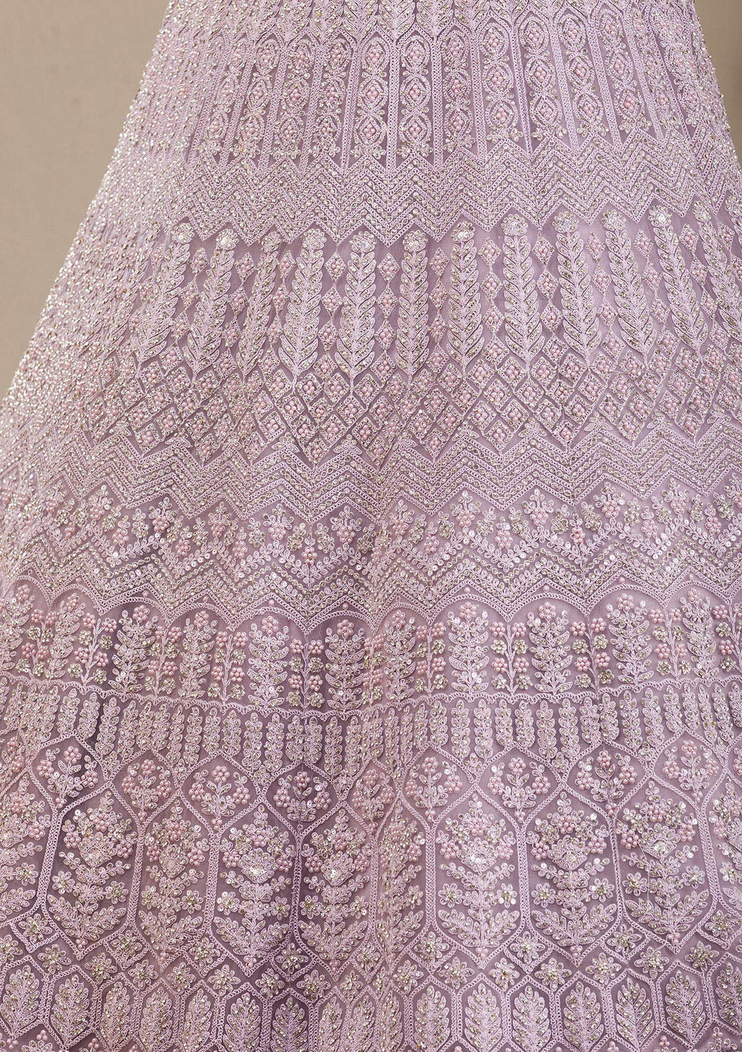 Lavender Silver Stonework Net Readymade Lehenga