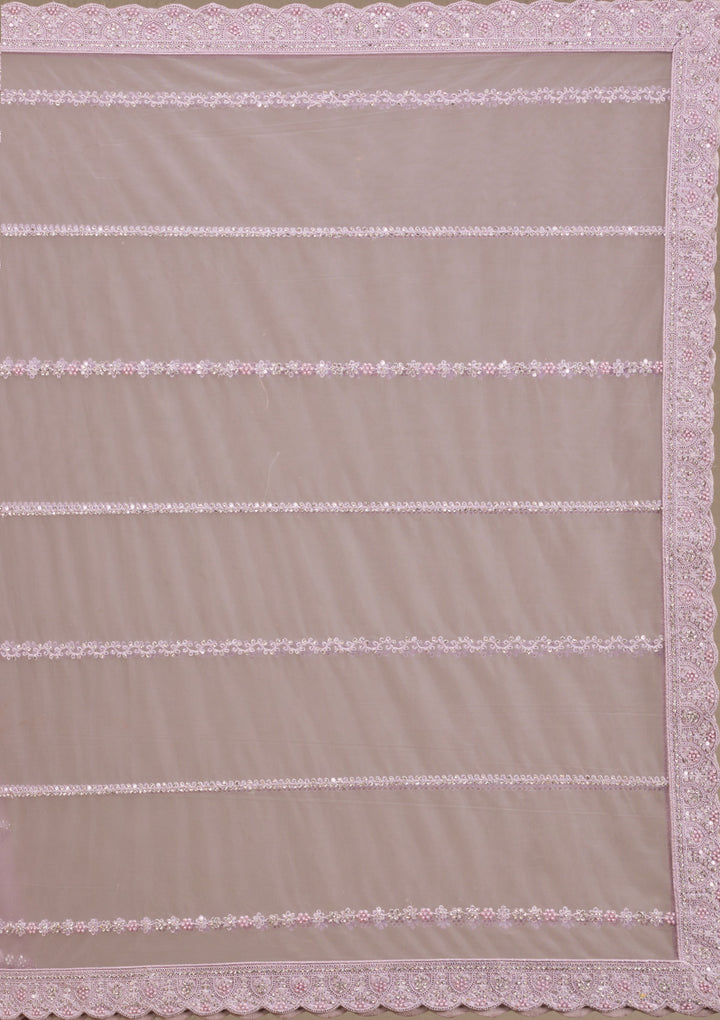 Lavender Silver Stonework Net Readymade Lehenga