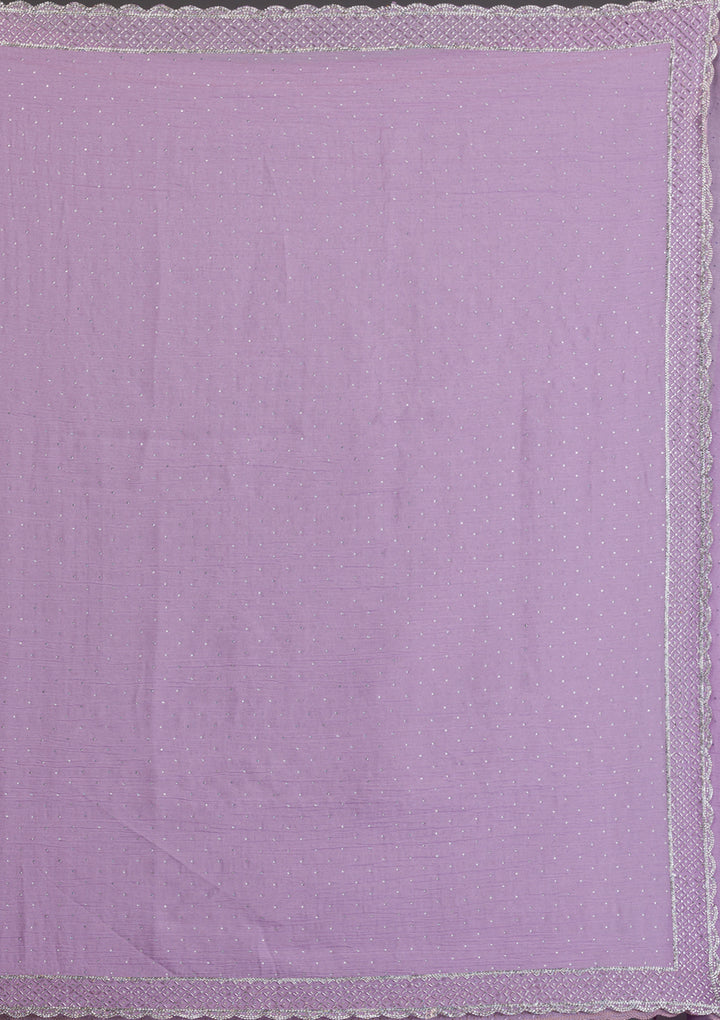 Lavender Silver Stonework Tissue Saree